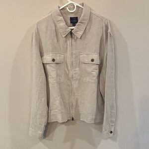 J Crew Lightweight Zip-Up Tan Shirt Jacket Men's XL